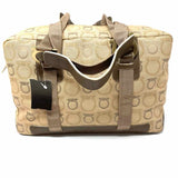 Salvatore Ferragamo Canvas Beige Boston Gancini Shoulder Bag