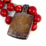 Simon Sebbag 925 Sterling Silver Red Beaded 20" Pendant Necklace