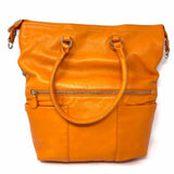 LanVie Orange Zip Leather Tote