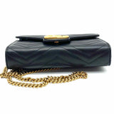Gucci Black Quilted Marmont Leather Wallet on Chain Crossbody