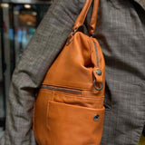 LanVie Orange Zip Leather Tote