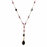 Estate 14K GF Gold Pink Y-Drop 20.5" Beaded Necklace