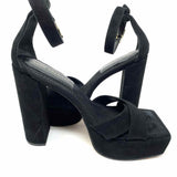 Good American Women's Black Size 8.5 Platform Suede Sandals