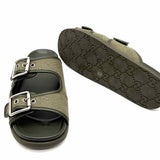 Gucci Rhein Men's Green Shoe Size 9.5 Slide Canvas GG Sandals