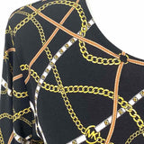 Michael by Michael Kors Women's Black Yellow Size M Long Sleeve Chain Dress