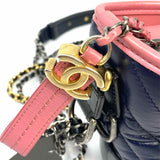 Chanel 2018-19 Gabrielle Sm Pink Navy Chevron calfskin Made in France Crossbody