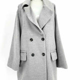 Du Paradis Women's Gray Size S Double Breasted Polyester Blend Coat