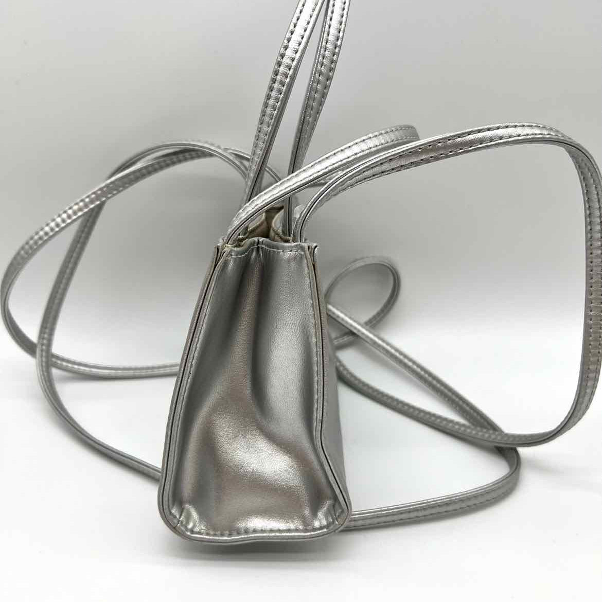 Telfar Small Shopping Bag Silver Mini Tote Leather Crossbody