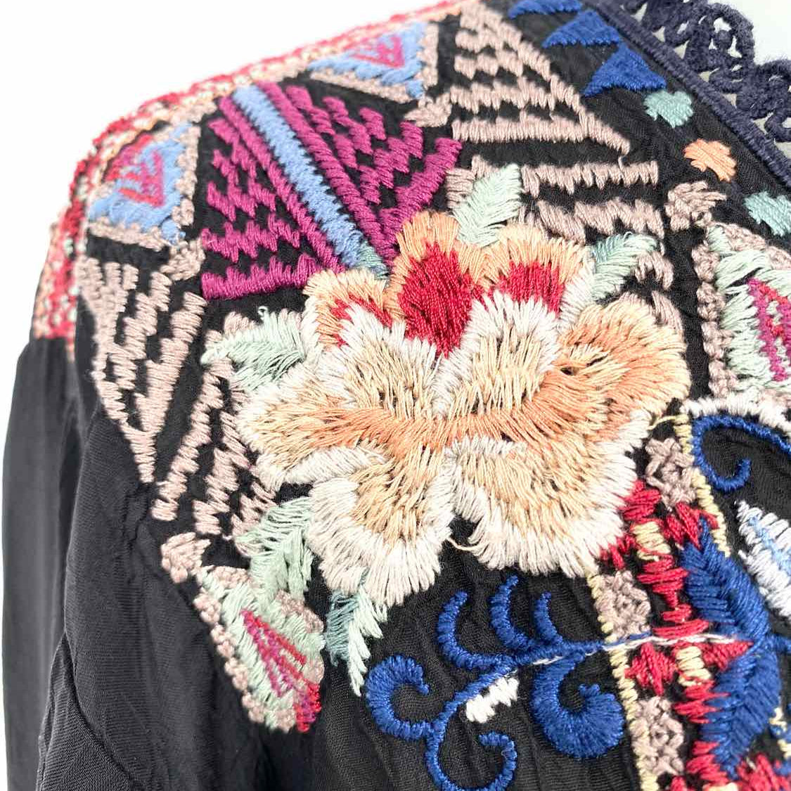 johnny was Gerona Women's Black Size XXL Long Sleeve Floral Embroidered Dress