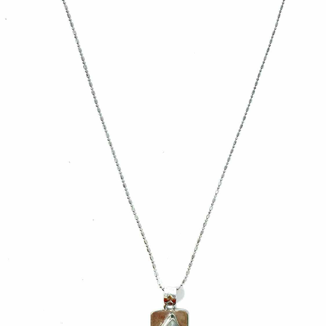 .925 Sterling Silver Pendant 18" Iridescent Moonstone Necklace