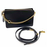 Coach Signature Chain Black Zip Leather Crossbody