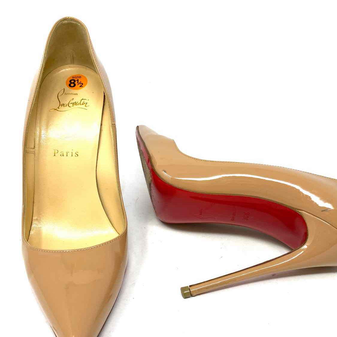 Christian Louboutin Women's Beige Size 38.5/8.5 Stiletto Patent Leather Pumps