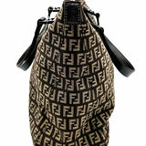 Fendi Zucchino Canvas Brown Zip Top Zucca Tote