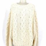 Anine Bing Women's White Size M Crew Neck Cable knit Sweater