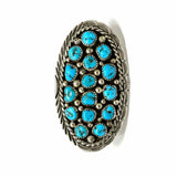 Navajo size 7 925 Sterling Silver XL Cluster Tucson Cinderella Turquoise Ring