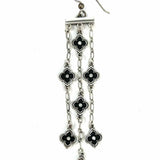 Brighton Toledo Alto Noir Black Silver Tone Chandelier 3.5" Clover Earrings