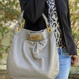 Marc by Marc Jacobs Classic Q Hillier Gray Hobo Pebbled Leather Shoulder Bag