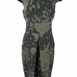 Piazza Sempione Women's Green Size 42/6 sheath jacquard Wool Blend Floral Dress
