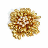 Imperial Pearl Syndicate 14k Gold Yellow Flower Pearl Brooch