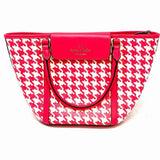 Kate Spade Raffia Pink White Black Houndstooth Tote
