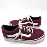 Vans Women's Burgundy White Size 7 Lace-up Canvas Sneakers