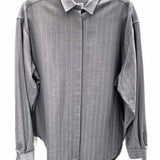 Toteme Women's Gray Size 36 Button Down Pinstripe Long Sleeve Shirt