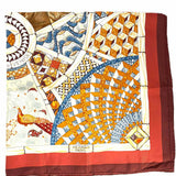 Hermes Trophes de Venis Silk Orange Square 35" Scarf