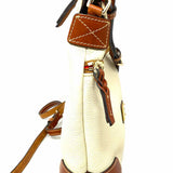 Dooney & Bourke Cream Zip Bucket Pebbled Leather Crossbody