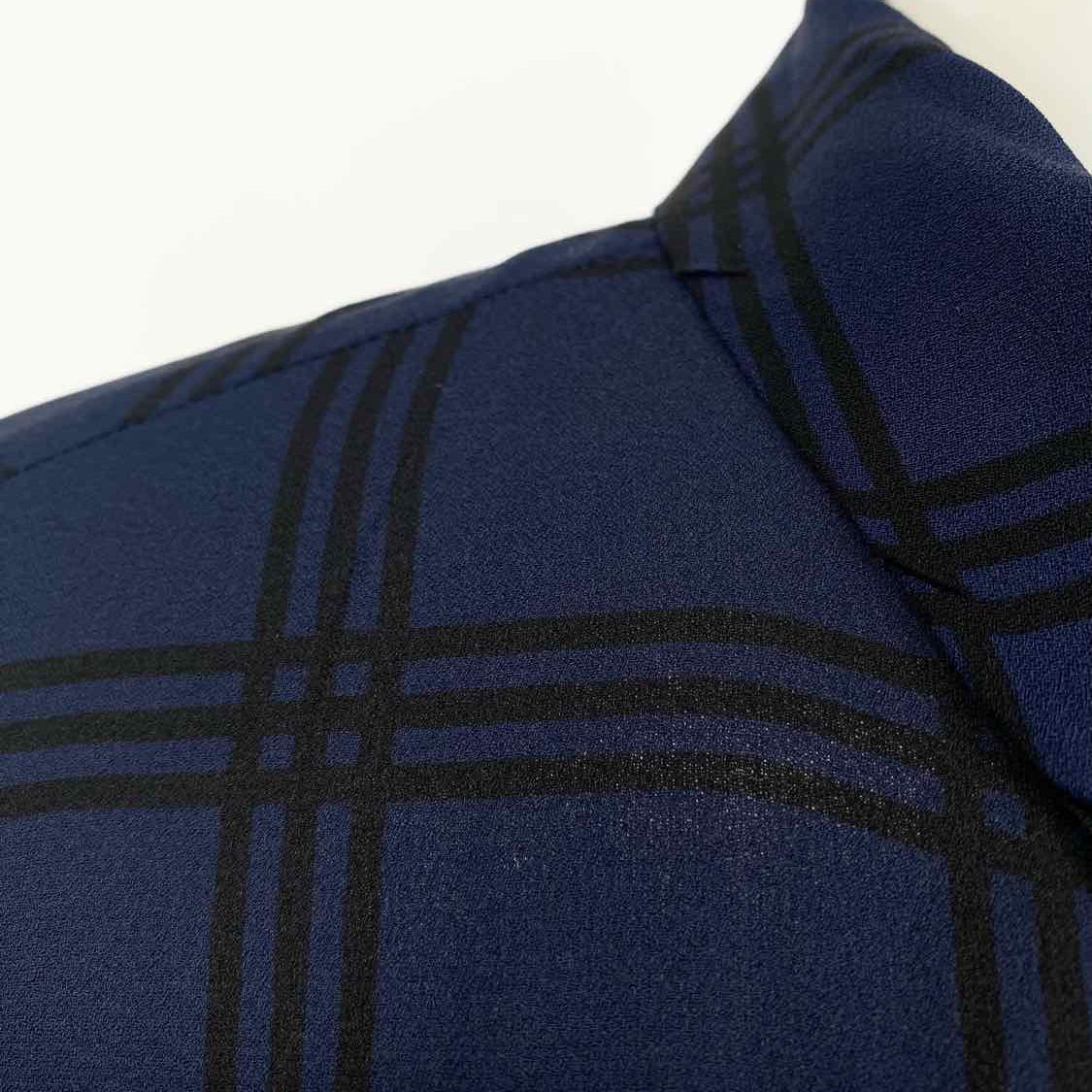 the fisher project Women's Navy Blue Size XS Button Down Plaid Dress
