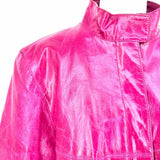Yessica Women's Magenta Size L Leather Crinkle Jacket