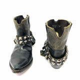 Golden Goose Women's Black Size 38/8 Western Leather Embossed Studded Bootie
