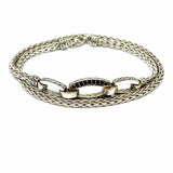 JOHN HARDY 925 Sterling Silver Wrap Chain Black Sapphire Bracelet
