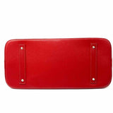 PULICATI Red Half Dome Saffiano Leather Satchel