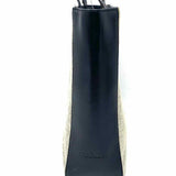 Prada Canvas Black Beige Open Top Leather Tote