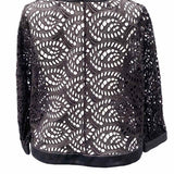 Charlotte Brody Women's Black Size M Open Front Eyelet Jacket
