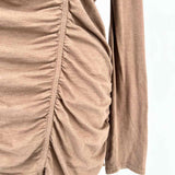 W by Worth Women's Brown Size L V-Neck Ruched Long Sleeve
