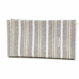 Coach Legacy Ticking Stripe Coated Canvas Black White Zip Clutch
