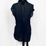 NOM*D Women's Black Navy Size 8 Layered Viscose Short Sleeve Top