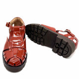 Bared Footwear Women's Burnt Orange Size 34/4 Fisherman Patent Leather Sandals