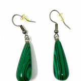 Green Dangle Teardrop Malachite Earrings