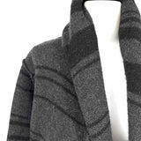 Vince Sophie Women's Black Gray Size L Hooded Wool Stripe Cardigan