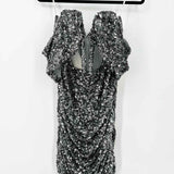 Miss Circle Women's Silver Size M Bustier Sequined Off The Shoulder Dress