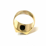 Estate size 6.75 14K Yellow Gold Square Oval Cut black star sapphire Ring