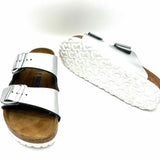 Birkenstock Arizona Women's Silver Size 7 Buckle Leather Metallic Sandals