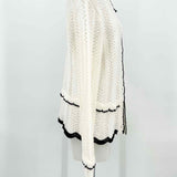 Lost+Wander Women's White Size M/L Scalloped Knit Cardigan