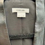 HELMUT LANG Women's Black Size 4 Collarless Leather Trim Blazer