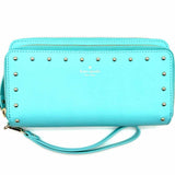 Kate Spade Sanders Place Anita Blue Wallet Studded Pebbled Leather Wristlet