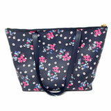 Coach Coated Canvas Navy Zip Top Floral Tote