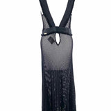 Ancient Kallos Women's Black Size M Sleeveless Fishnet Dress