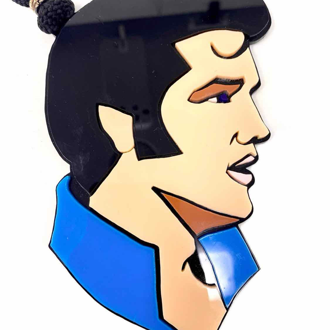 Yazbukey Elvis Presley Acrylic Blue / Beige Chunky Necklace